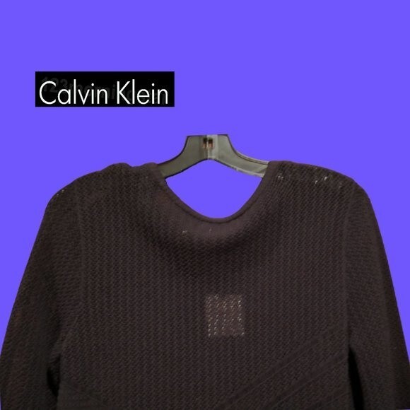 Calvin Klein NEW Bohemian Geometric Crochet-Mesh Semi-Sheer Sweater Top M - Picture 10 of 12